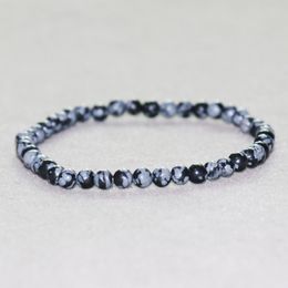 MG0044 Wholesale Snowflake Obsidian Bracelet 4 mm Mini Gemstone Bracelet Women`s Natural Stone Energy Balance Jewelry