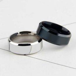 8mm Cool Black Titanium Steel Men Ring Smooth Bling Rings for Male Boyfriend Husband Jewel Silver Man Rings Fashion Jewellery