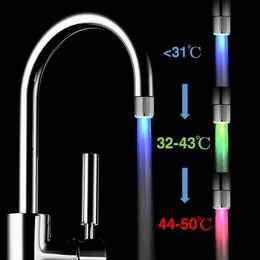 Kitchen Faucets RGB 3 Colour Water Tap LED Faucet Light Colourful Changing Glow Shower Head Aerators Basin 2021