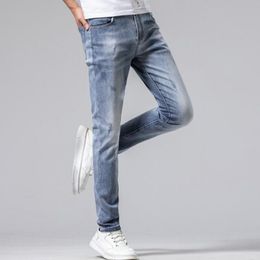 Mens Summer Jeans Streetwear Hip Hop Light Blue Holes Ripped Stretch Fashion Designer Plus Size Denim Skinny Pants For Men