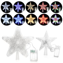 glowing night lamps UK - Christmas Decorations Decor Xmas Decoration Merry LED Glowing Star Tree Top Ornaments Night Light Five-pointed Lamp