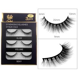 Newest Thick Natural 3D Mink False Eyelashes Extensions Soft & Vivid Reusable Hand Made 3 Pairs Fake Lashes Set Eyes Makeup Accessory Full Strip Lash