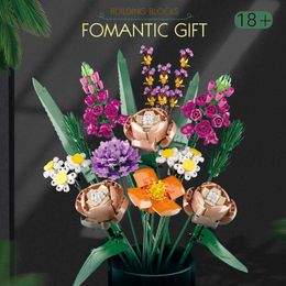 Woma Brand C0214 Simulation Rose Fomantic Flower Bouquet Building Block Bricks Toys Pricness Kit Set Gift for Girl Friend Q0823