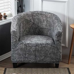 Geometric Bar Counter Club Chair Slipcover Stretch Armchair Covers Tub Sofa Spandex Single Seat Case for Living Room 211207