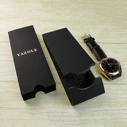 simple paper folding UK - Watch Boxes & Cases FGHGF Black Long Folding Box Watches Accessories Fashion Classic Simple Paper 2021