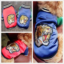 Pet Dog Clothes for Small Medium Dogs,Winter Warmth Padded Tiger Head Print Two-leg Cotton Coat,Teddy Chihuahua Puppy Costume 211106