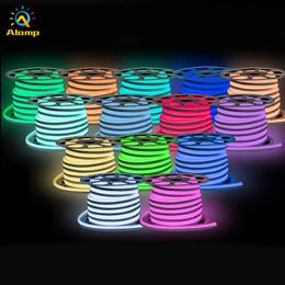 LED Neon Sign 50M RGB Flexible Rope Lights PVC IP67 Waterproof Rainbow Strip Light for Indoor Outdoor Disco Bar Pub Party Christmas Decoration