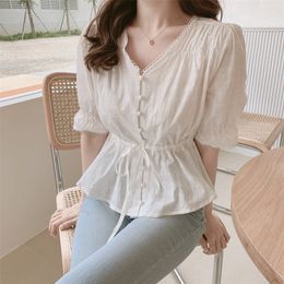 new Embroidery Shirt Summer White Blouses Women Tops femme Casual Women half sleeve Girls Blouse Linen Cotton Lace up Plus Size 21302