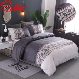 Luxury Floral Printed Duvet Cover Simple King Size Bedding Set Comforter Bed Linen Single Queen Quilt Covers No Bed Sheet 2/3pcs 210316