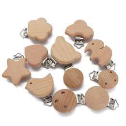 Chenkai 50PCS Wooden Bear Flower Car Heart Bird Elephant Round Star Clips BPA Free For DIY Baby Nature Pacifier Chain Gifts 211106