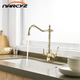 kitchen faucet Torneira Cozinha Gold Faucets 360 Degree Rotation Three Way Tap for Water Purification Crane For Kitchen XT-165 211108