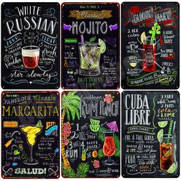 Funny Design Tiki Bar OPEN Summer BEER Retro Metal Tin Signs Mojito Martini CUBA LIBRE Cocktail Plaque Pub Bar Art Stickers Wall Decor