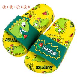 Children's Slipper Boy Girl Beach Flip Flops Funny Shoes Unicorn Slippers Kids Cute Summer Dinosaur Sandals B182 210712