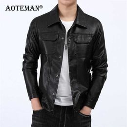 Men PU Leather Jackets Slim Fit Coat Solid Business Jacket Fashion Male Outwears Casual Biker Motorcycle LM101 211110