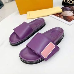 Luxury brand-name shoes fashion classic sandals slippers spring and Purple summer leather ladies beach cool flat heel 35-42 water table 4CM advance