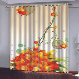 2021 High Quality Customise Blackout Curtain Window Photo Printing Curtains For Living Room Bedroom European Style Flower vine