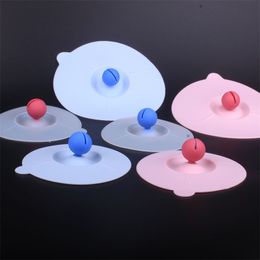 Silicone Cup Lid Drinking Cup Lid With Spoon Holder Anti-dust Bowl Cover Cup Seals for Glass Mugs