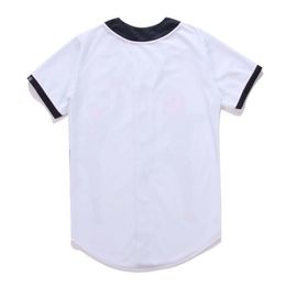 Baseball Jersey Men Stripe Short Sleeve Street Shirts Black White Sport Shirt UAP700
