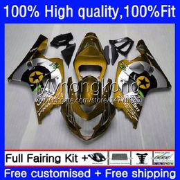 Injection Mould Bodys For SUZUKI GSXR600 GSXR-750 GSX-R750 K4 750CC 04 05 20No.44 GSXR 600 750 CC 600CC GSX-R600 04-05 GSXR750 Golden silvery GSXR-600 2004 2005 OEM Fairings