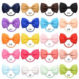 Quality INS 20 Colours Cute Bow Hairbands Baby Girls Toddler Kids Elastic Headband Plain Ribbon Hairbows Hair Accessories
