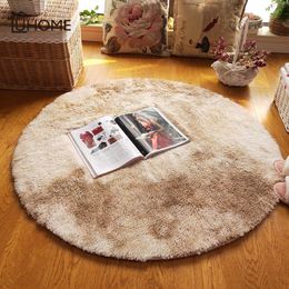 Large Soft Shaggy Round Carpet for Living Room Warm Plush Floor Rugs Fluffy Mats Kids Room Faux Fur Area Rug Thick Velvet Mats 210317