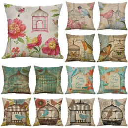 Cushion/Decorative Pillow 18'' Inch Birdcage Throw Home Decor Case Cotton Sofa Cushion Linen Cover