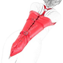 NXY Sex Adult Toy Red Soft Leather Bondage Belt Hand Arm Cuffs Restraints Bags Games Slave Bdsm Fetish Tools Toys for Woman Gear1216