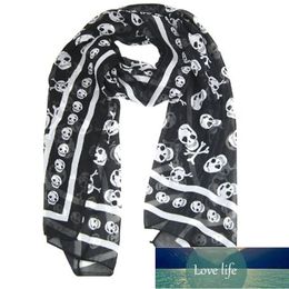 Black Chiffon Silk Feeling Skull Print Fashion Long Scarf Shawl Scaf Wrap For Women + Keyring Factory price expert design Quality Latest Style Original Status