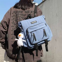 DCIMOR Multi-pocket Waterproof Nylon Multi-function Backpack Unisex Portable Travel Bag Clamshell Insert Buckle Small Schoolbag 210929