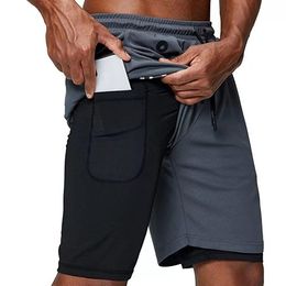 Men Running Shorts Gym Compression Phone Pocket Wear Under Base Layer Athletic Solid Tights Pants