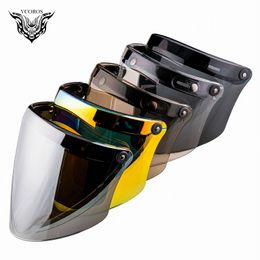 VCOROS 3-Snap Lens For Retro Scooter Motorcycle Open Face Vintage Helmet Bubble Visor Capacete