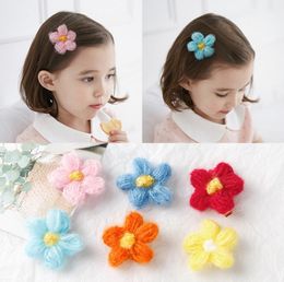 Children girls Hair accessories 1pcs wool Flower Elastic Hair ties Bands For Girls Baby Hair Clips Scrunchie
