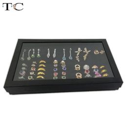 Exquisite Practical Fine 100 Slot Ring Display Tray Organiser Show Case Jewellery Earrings Holder Storage Box Transparent Window