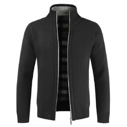 Spring Men's Jacket Slim Fit Stand Collar Zipper Jackets Men Solid Cotton Thick Warm Casual Sweater Coat Men 211103