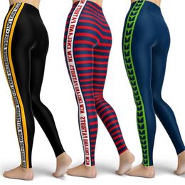 Design Hiking Skinny Sport Women Leggings Push Up Femme Fitness Striped Printed Legging High Waist Black Leggins 211215