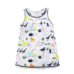 Jumping meters Animals Print Fashion Sleeveless Girls Party Dresses Aniamsl Selling Kids Frocks Dress 210529