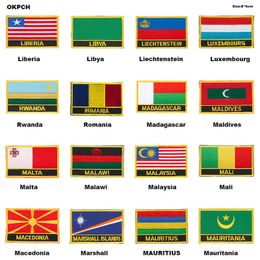 National Flag Embroidery Patch Badge Liberia Libya Liechtenstein Luxembourg Rwanda Romania Madagascar