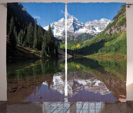 Curtain & Drapes Landscape Curtains For Living Room Snow Covered Maroon Bells In Autumn Trees Mountain Reflection Lake Scenery Window