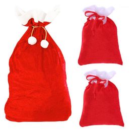 Christmas Decorations Red Santa Claus Gift Bags Large High-grade Gold Velvet Super Soft Candy Bag Drawstring Year Home Decor