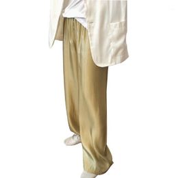 Men's Pants -quality Satin Drape And Smooth High-waist Wide-leg Pants, High-rise Loose-mopping Trousers Women Woman