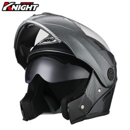 Motorcycle Helmets Helmet Double Lens Motocross Casco Moto Flip Up Motorbike Touring Racing Carbon Fibre Open Face