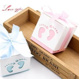 -Nette Süßigkeitenbox Fuß BluePink Papier Geschenk Boxen Dekoration Für Kinder Geburtstagsfeier DIY Babyparty Supplies