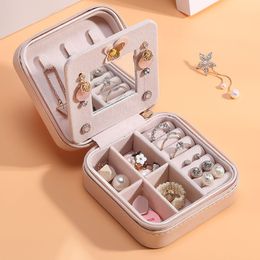 Storage Boxes & Bins Portable Two Layers Jewellery Box Travel Jewellery Organiser PU Leather Zipper Case Ring Earring Necklace Display Storage Mother's Day Gift ZL0341