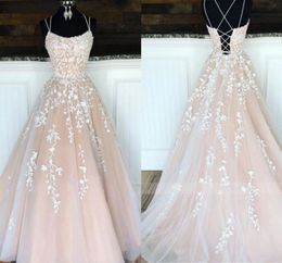 Wedding Dress Spaghetti Strapless Champagne Applique Lace Tulle Long Princess Dresses Elegant Backless Bridal Gowns 2022 Vestido de Novia Robe Mariee