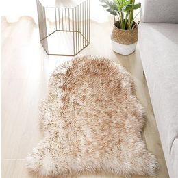 Fur Faux Artificial Sheepskin Carpet Washable Seat Pad Fluffy Rugs Hairy Wool Soft Warm Carpets For Living Room 210301