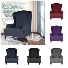 2pcs/set Wing Chair Cover All-inclusive Wingback Protector Elastic Armchair Slipcover for Home Sofa Covers 210723