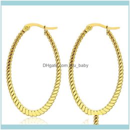 Jewelrymxgxfam Titanium Steel Circle Oval Hoop Earrings 1Pair Jewellery For Women Fashion 2 Size Choices White / Yellow Gold Colour & Hie Dro