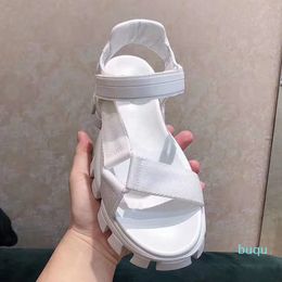 Designer- Women Fashion shoes high quality sandal for women with thick round head leather flat summer size 35-41