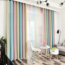 Simple European curtains for Living Room Stripe Blackout Curtains for Bedroom Chiffon Terylene for dining room Curtain Yarn 210712