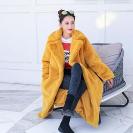 Women's Fur & Faux Loose Lapel OverCoat Thick Warm Plus Size Female Plush Coats Winter Women High Quality Coat